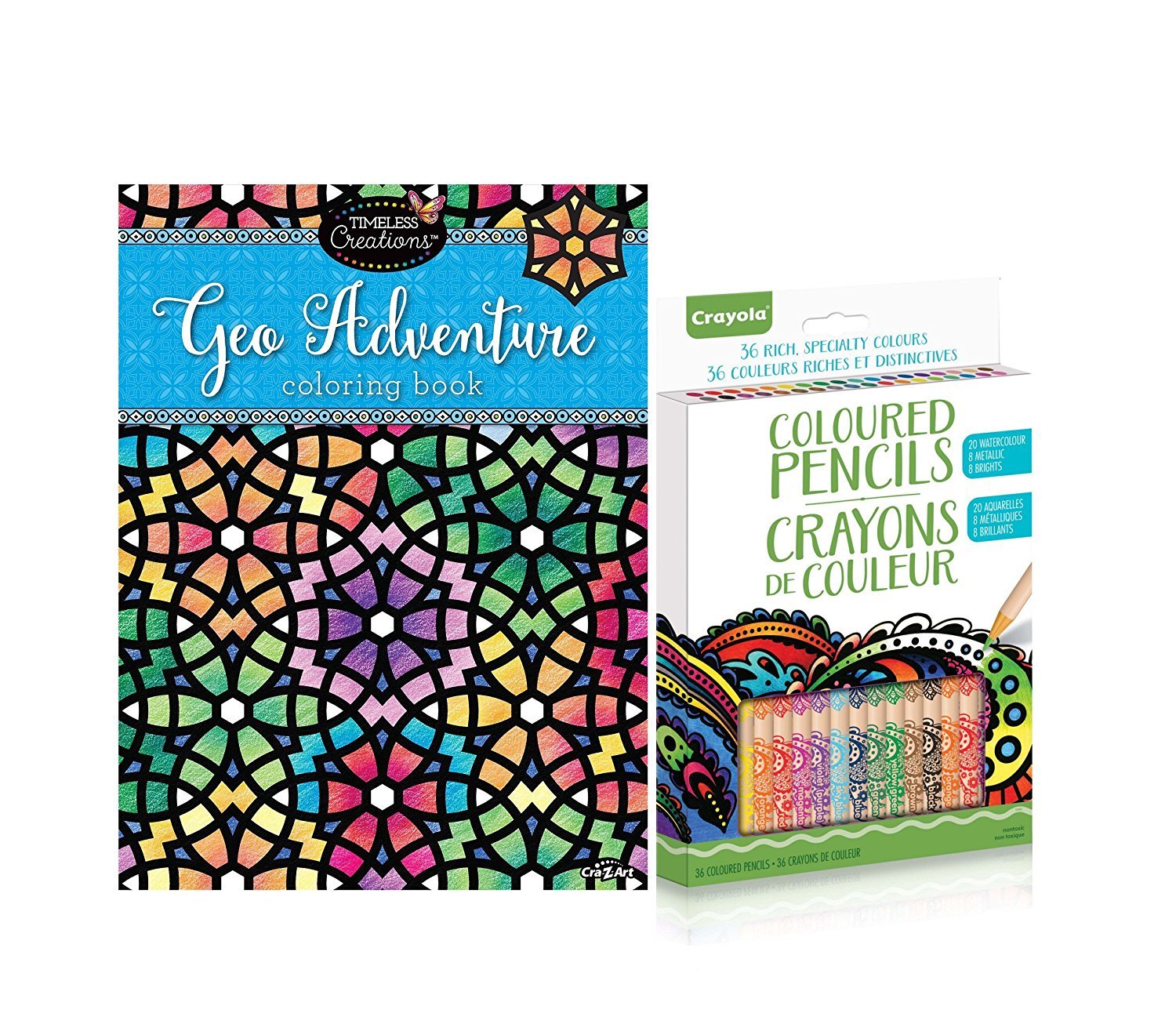 Cra-Z-Art Timeless Creations Adult Coloring Books with 36CT Crayola Aged Up  Color Pencils - SENAME COLOUR